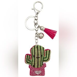 Rhinestone Cactus Bag/Key Charm